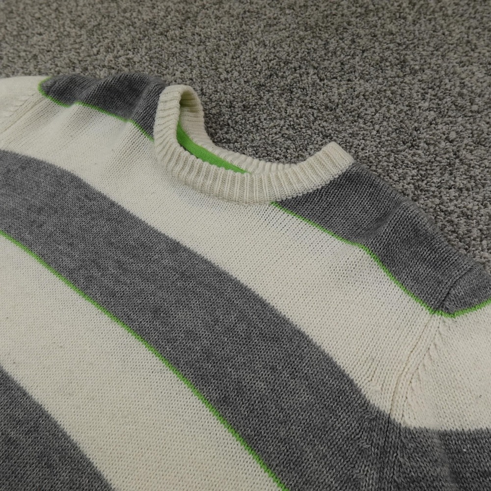 Billabong Sweater Mens M Gray White Stripe Wool Blend Knit Pullover Crewneck Y2K